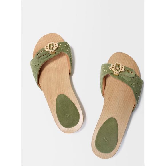 NEW In Box Maje Clover Logo Green Natural Sandals size 38 - Picture 3 of 8